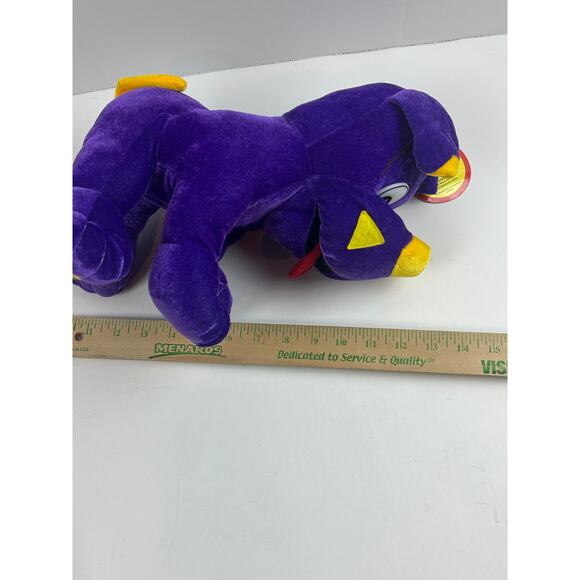 Toy Network Purple Dog Plush Stuffed Animal Yellow Spots Tongue Out 2003 NWT - Picture 11 of 12